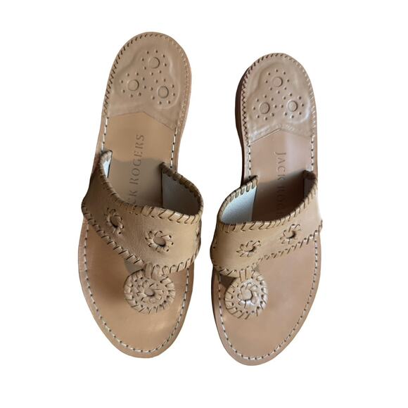 Jack Rogers Shoes - JACK ROGERS Womens Jacks Tan Leather Flat Sandals, Sz 9
